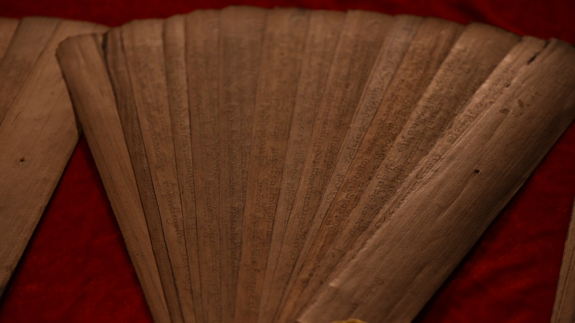 Palm-leaf manuscripts recording literature related to traditional Dai medicine at the Institute and Hospital of Traditional Dai Medicine of Xishuangbanna Dai Autonomous Prefecture, Jinghong City, Yunnan Province, southwest China, December 8, 2025. /CGTN