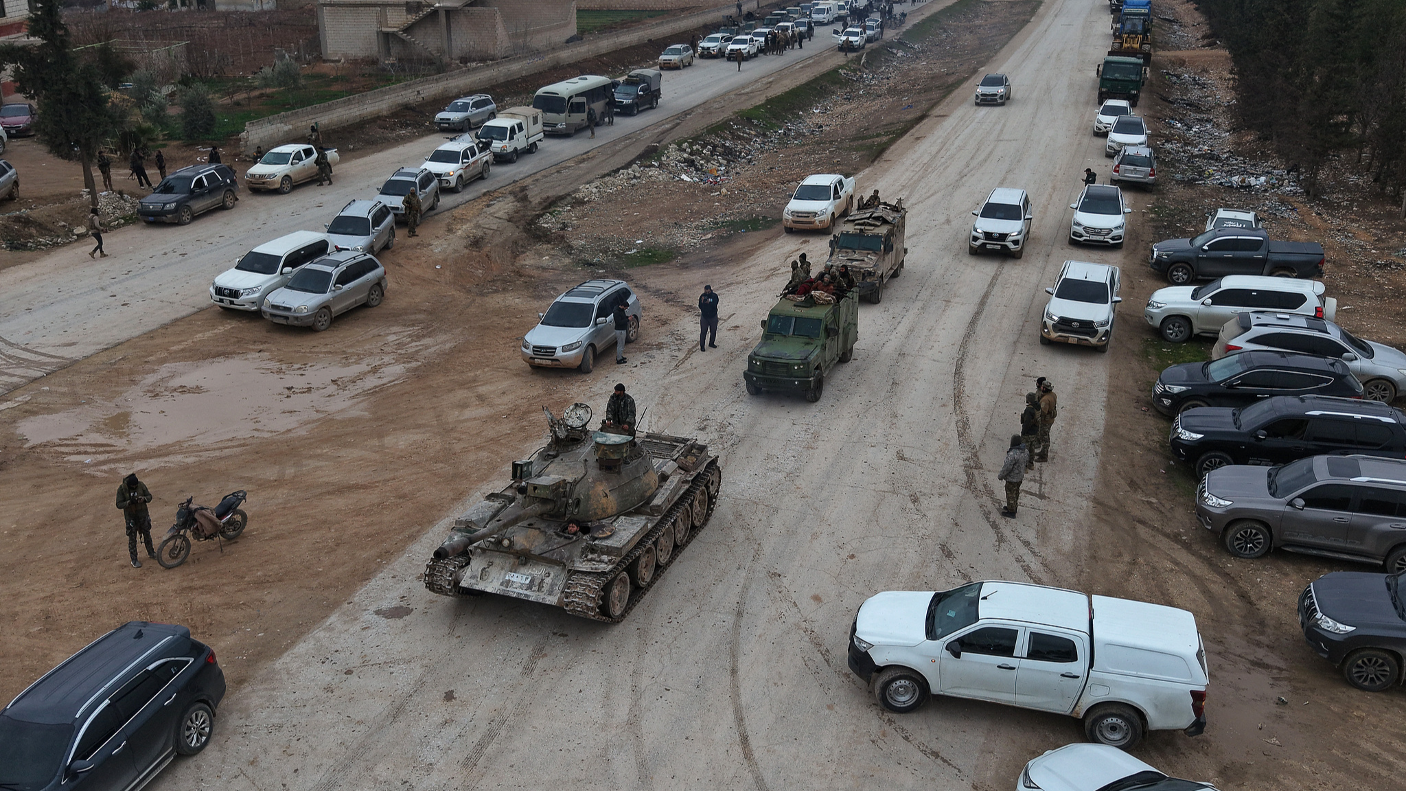 The Syrian army enters Dayr Hafir after SDF withdraws following the military operation launched west of the Euphrates River, eastern Aleppo, Syria on January 17, 2026. /VCG
