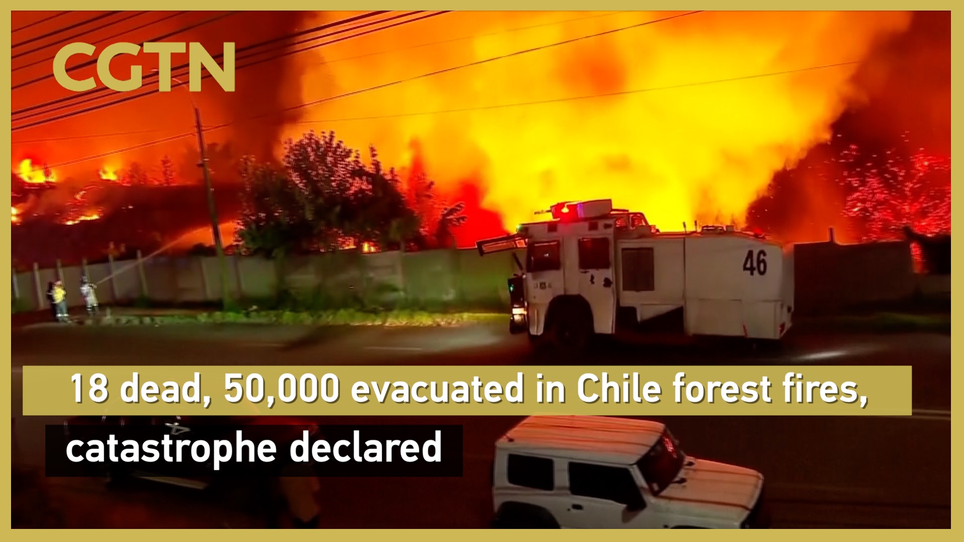 18 dead, 50,000 evacuated in Chile forest fires, catastrophe declared