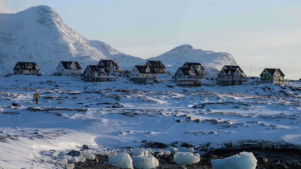 Houses are pictured along the coastline with snow-covered mountains in the background in Nuuk, Greenland, January 20, 2026. /VCG