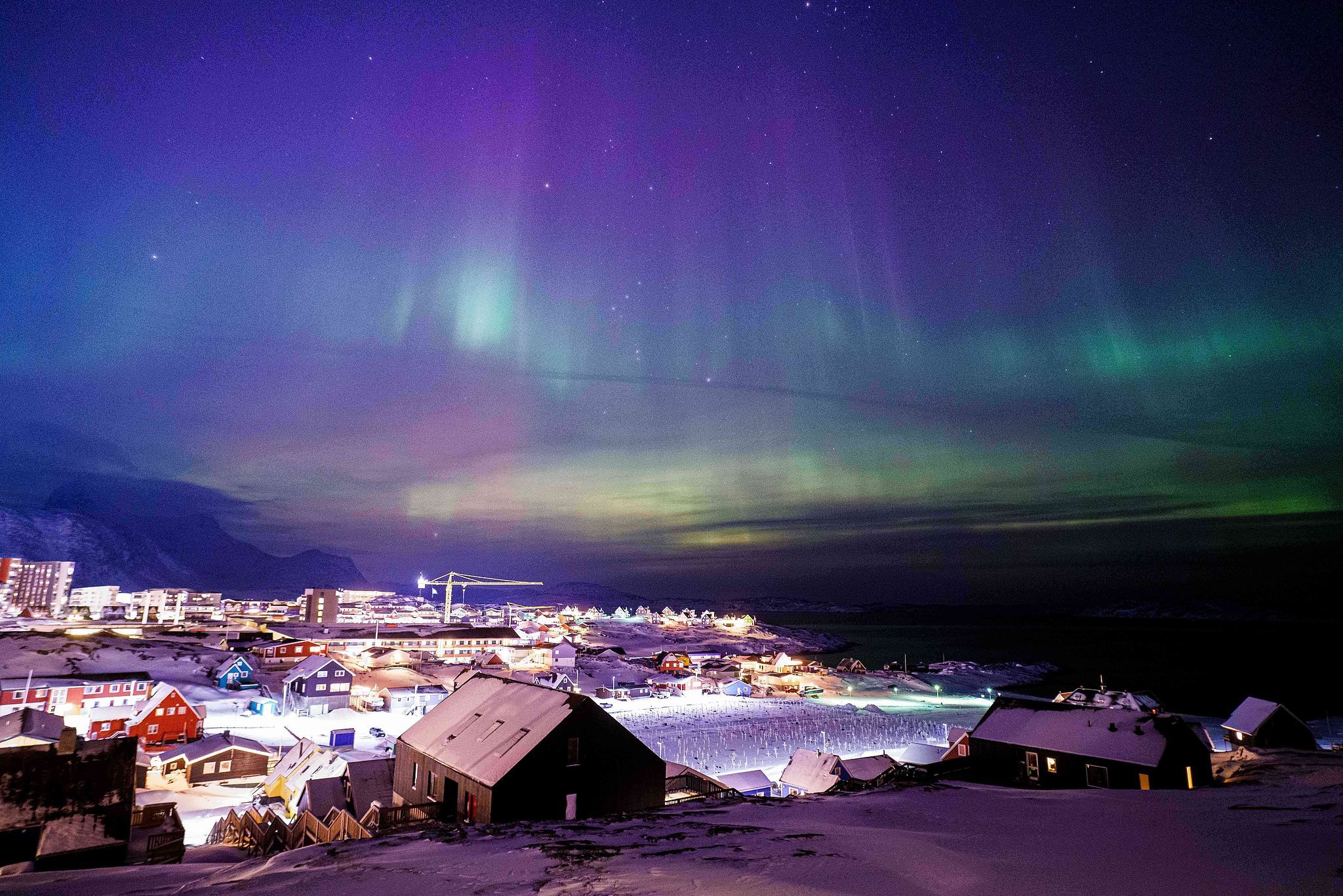 Aurora borealis is seen in the sky above Nuuk, Greenland, Jan. 20, 2026. /VCG
