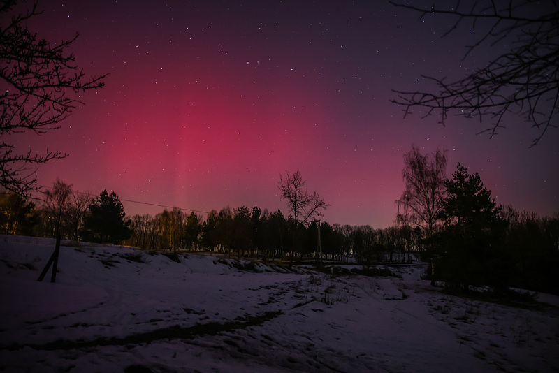 A very rare Northern lights are seen on a sky over Rudno, Poland, January 20, 2026. /VCG