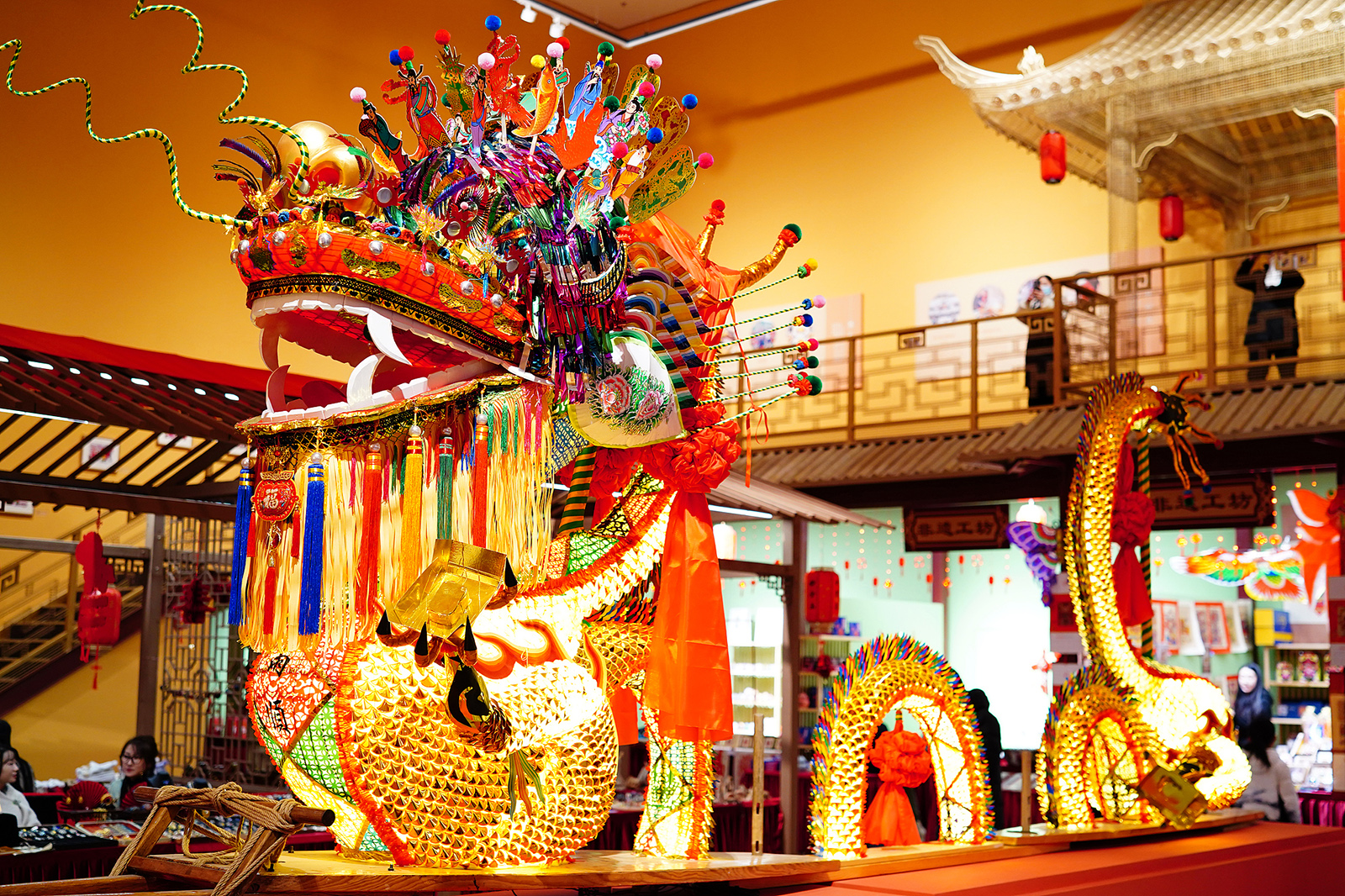 A dragon lantern used in Lantern Festival celebrations in Zhejiang Province is seen on display at a Spring Festival-themed exhibition at the Chinese Traditional Culture Museum in Beijing on January 20, 2026. /VCG