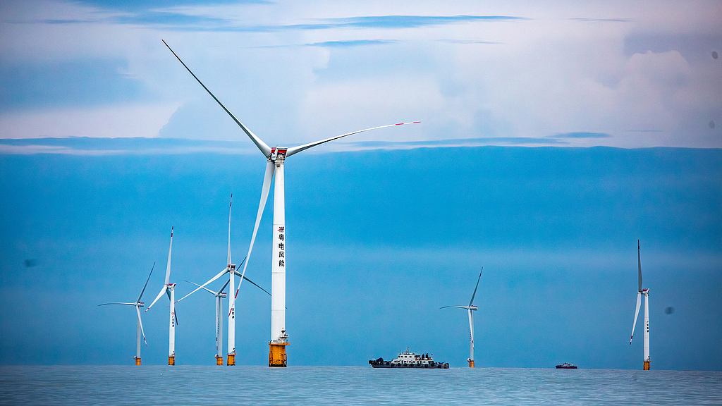 An offshore wind farm in Zhanjiang City, south China's Guangdong Province. /VCG