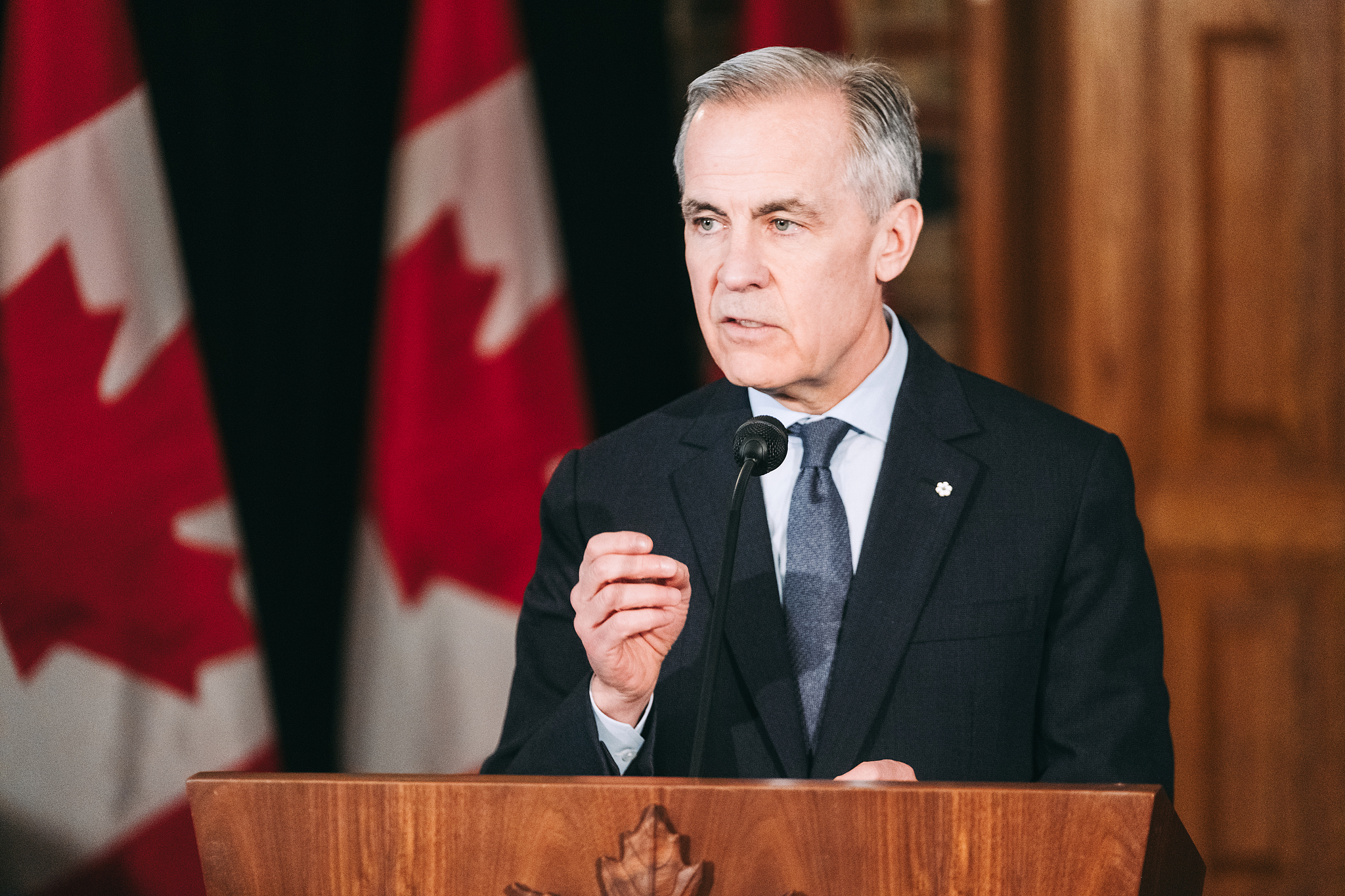 Canadian Prime Minister Mark Carney speaks at the start of a Cabinet Planning Forum at the Citadelle in Quebec City, Canada, Thursday, January 22, 2026.
