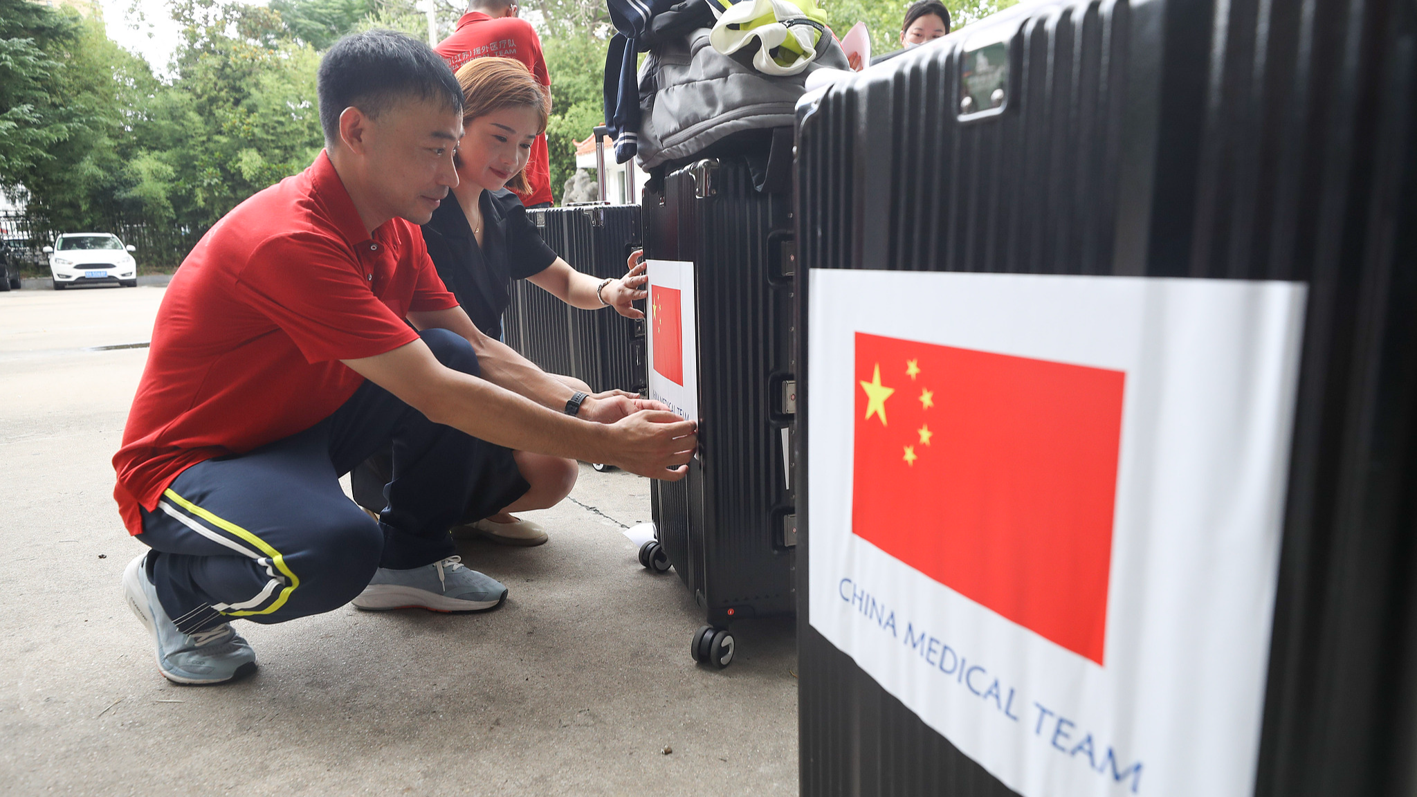 Medical aid team members are in preparation for departure for overseas mission, in Huai'an, Jiangsu Province, east China, September 20, 2024. /VCG
