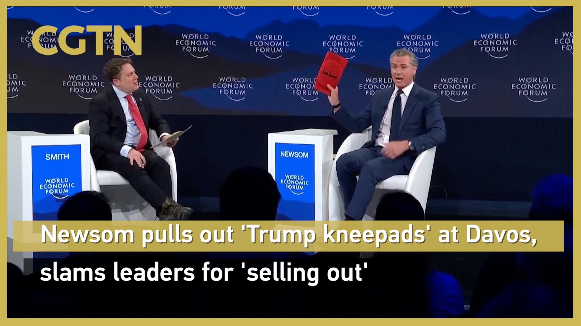 Newsom pulls out 'Trump kneepads' at Davos, slams leaders for 'selling out'