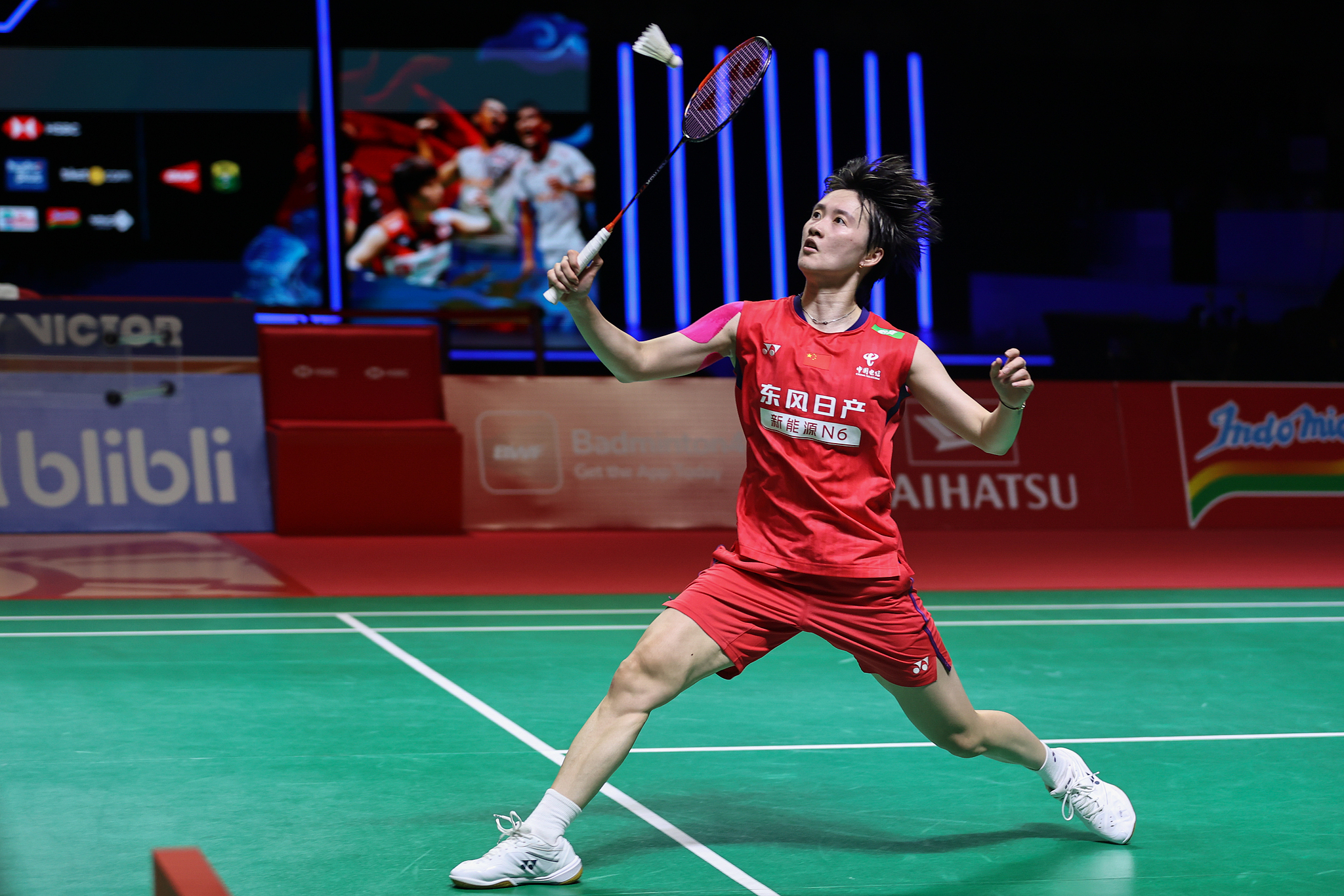 China's Chen Yufei in action during the women's singles final at the 2026 Indonesia Masters in Jakarta, Indonesia, Janruary 25, 2026. /VCG