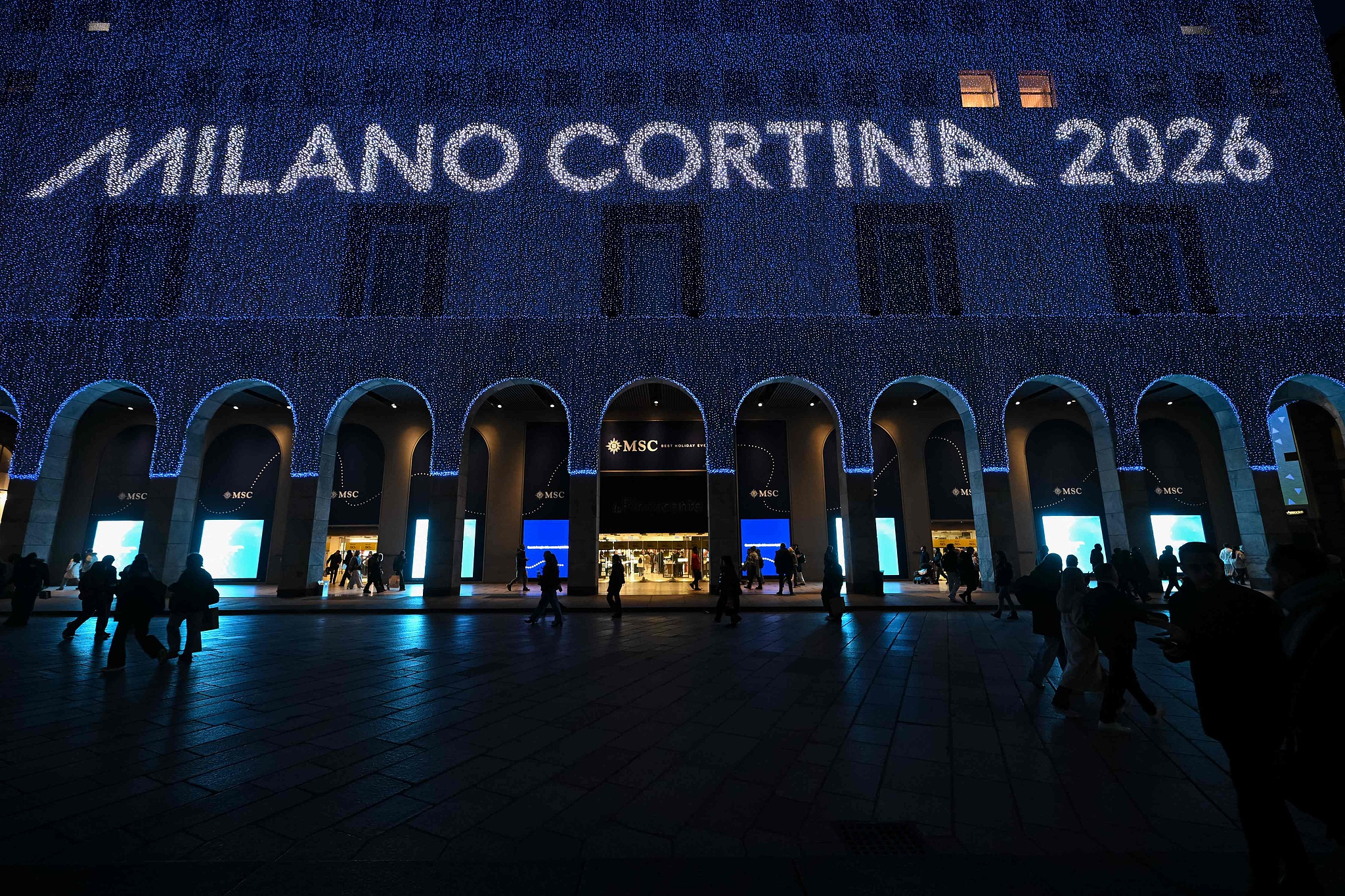 Milano Cortina 2026 illuminations are seen at La Rinascente in Piazza Duomo ahead of the 2026 Winter Olympics, in Milan, Italy, January 26, 2026.