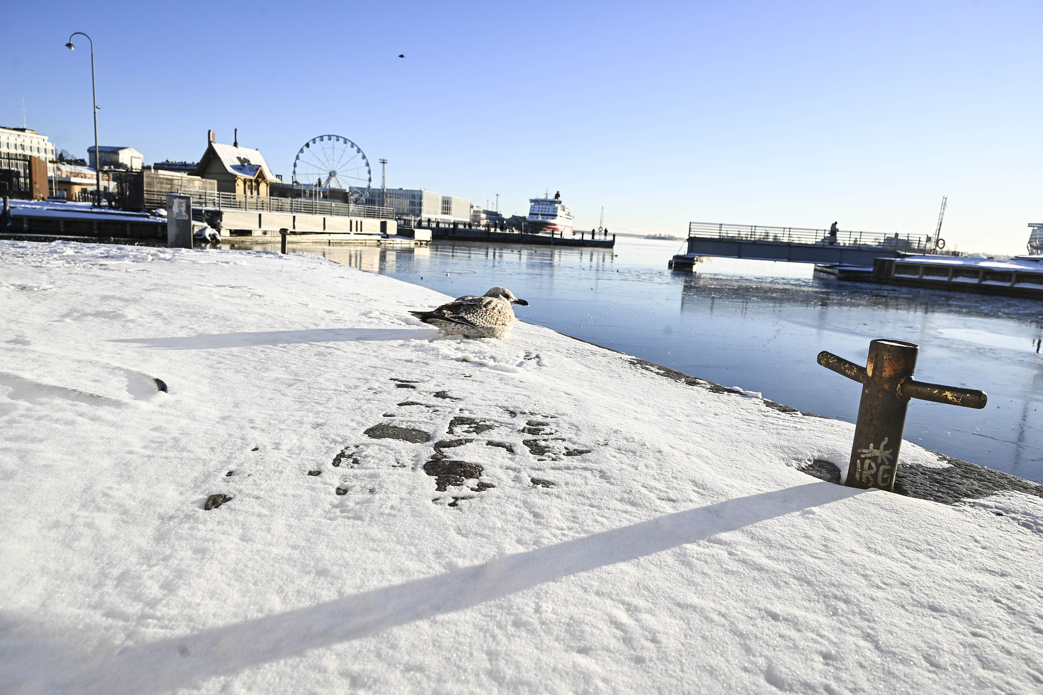 A view of the Port of Helsinki covered in snow in Helsinki, Finland, January 5, 2026. /VCG photo