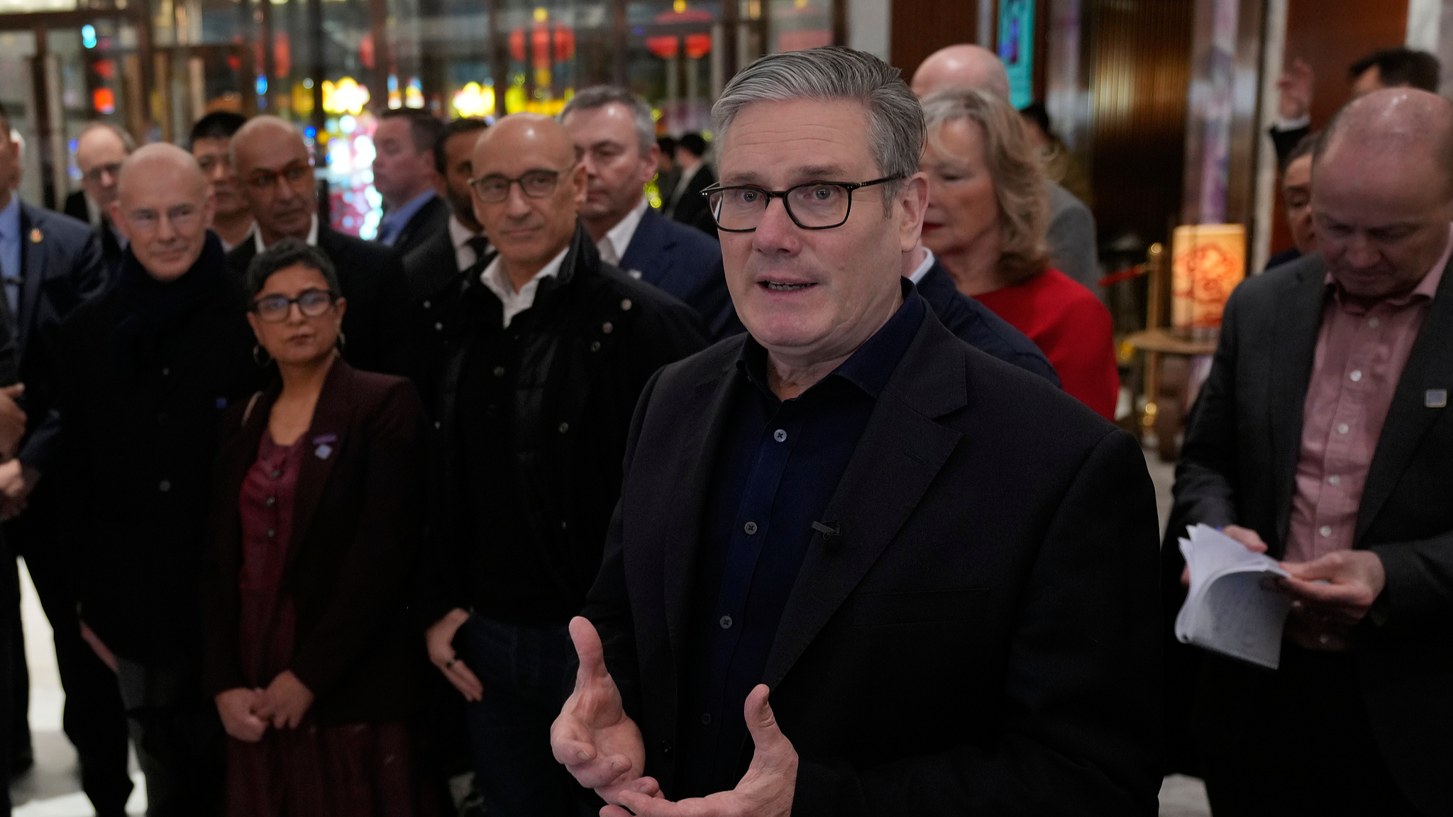 Britain's Prime Minister Keir Starmer delivers remarks to the business delegation at a hotel in Beijing, China, January 28, 2026. /VCG