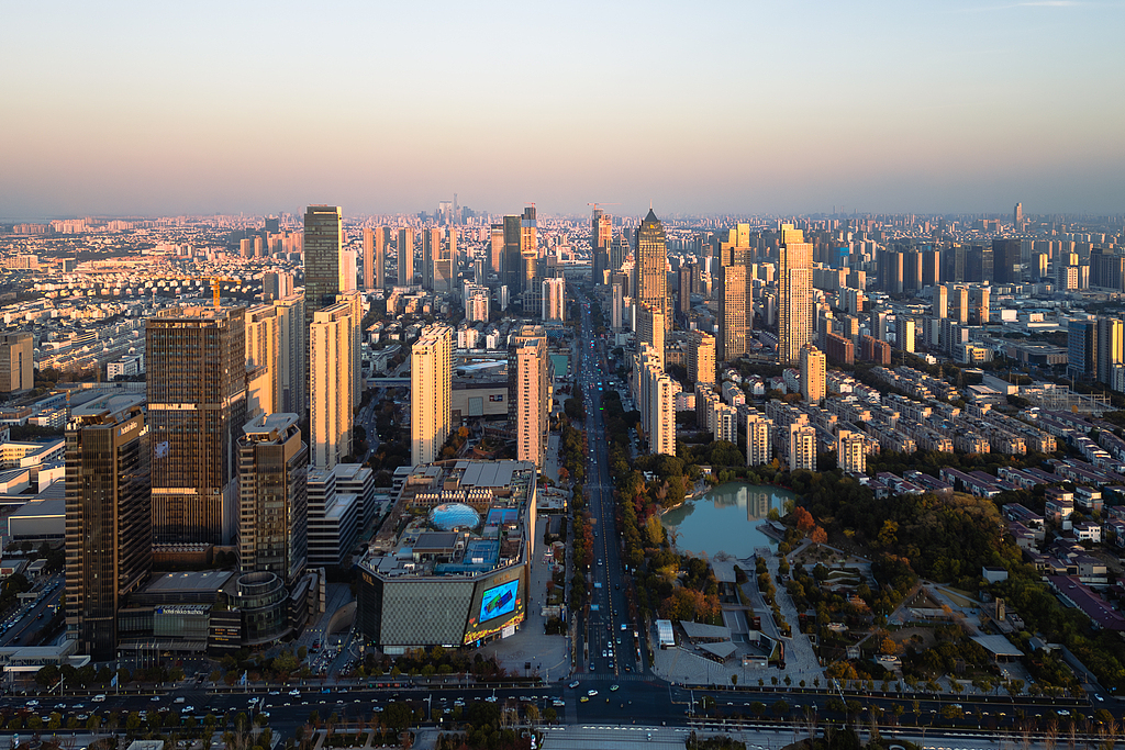 A view of the TFC Twin Financial Center under construction in the Suzhou New District, Jiangsu Province, December 9, 2025. /VCG