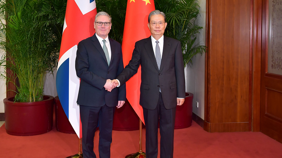 China's top legislator Zhao Leji meets with British Prime Minister Keir Starmer in Beijing, January 29, 2026. /VCG