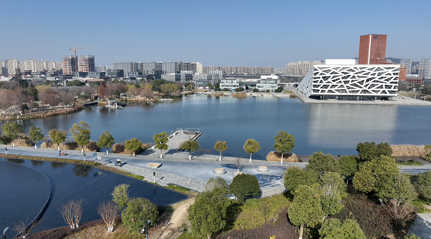 An aerial view of E-Fashion Town in Hangzhou, China’s Zhejiang Province. /CGTN
