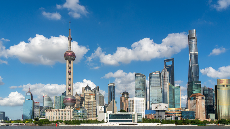 Photo of the Lujiazui financial hub in Shanghai, east China. /VCG