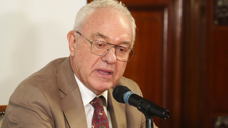 Uruguayan Foreign Minister Mario Lubetkin speaks at the Legislative Palace in Montevideo, Uruguay, January 27, 2026. /VCG