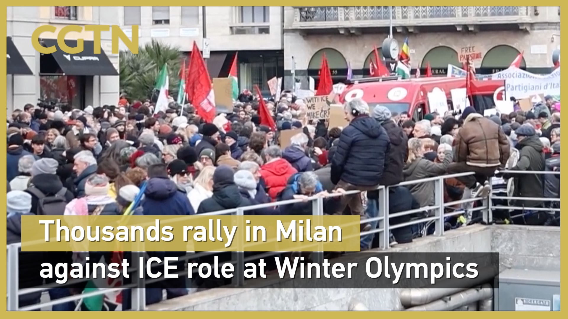 Thousands rally in Milan against ICE role at Winter Olympics