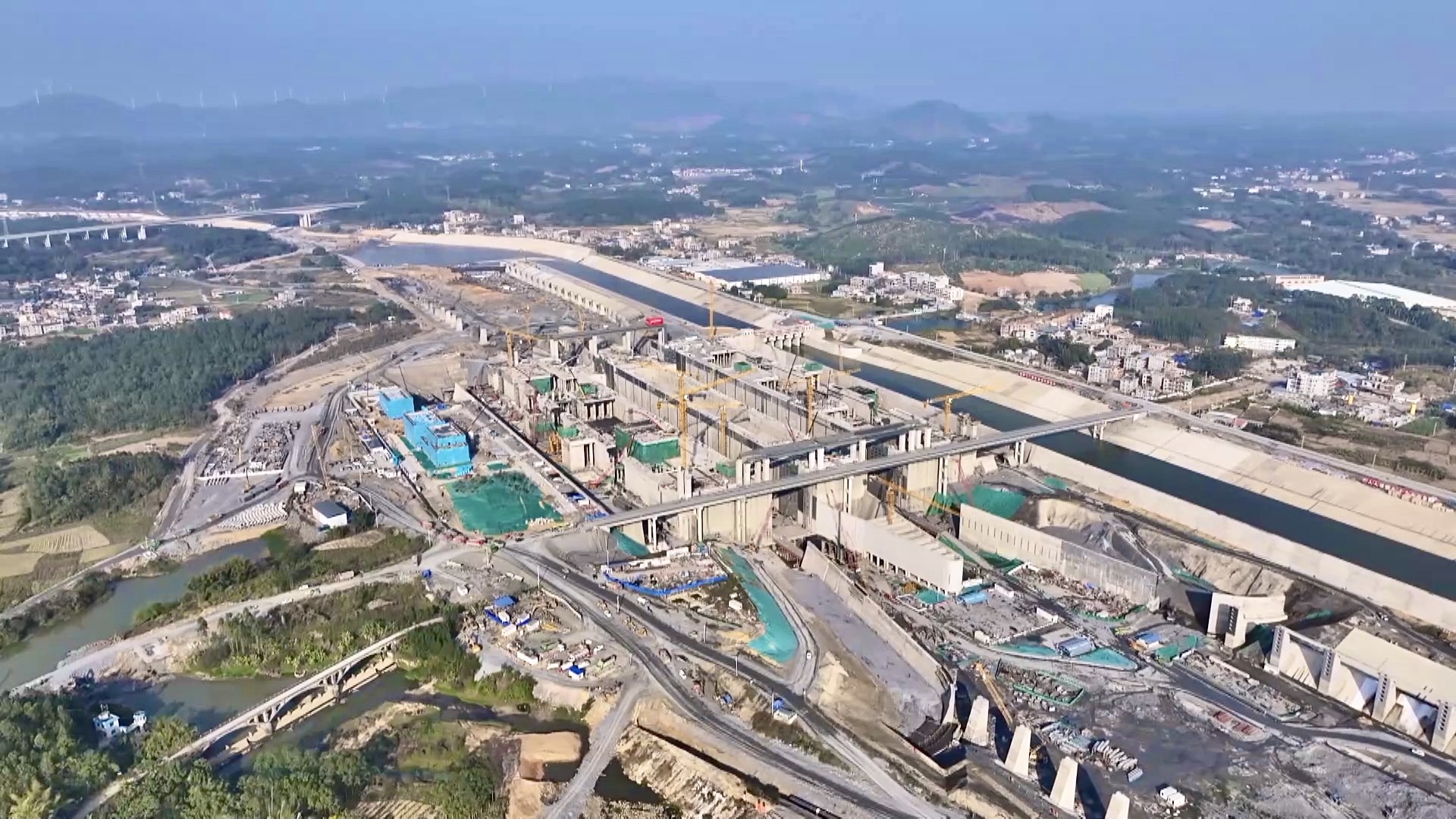 Construction site of the Pinglu Canal, China, January 20, 2026. /CGTN