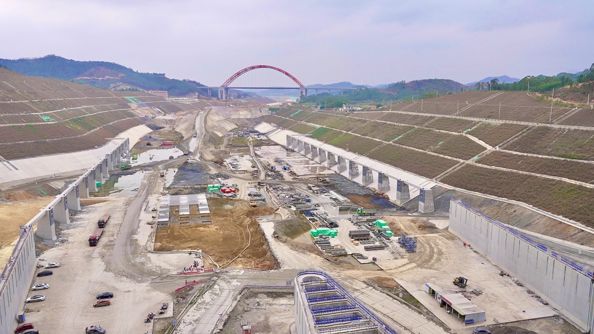 Construction site of Madao Junction on the Pinglu Canal, China, January 20, 2026. /CGTN