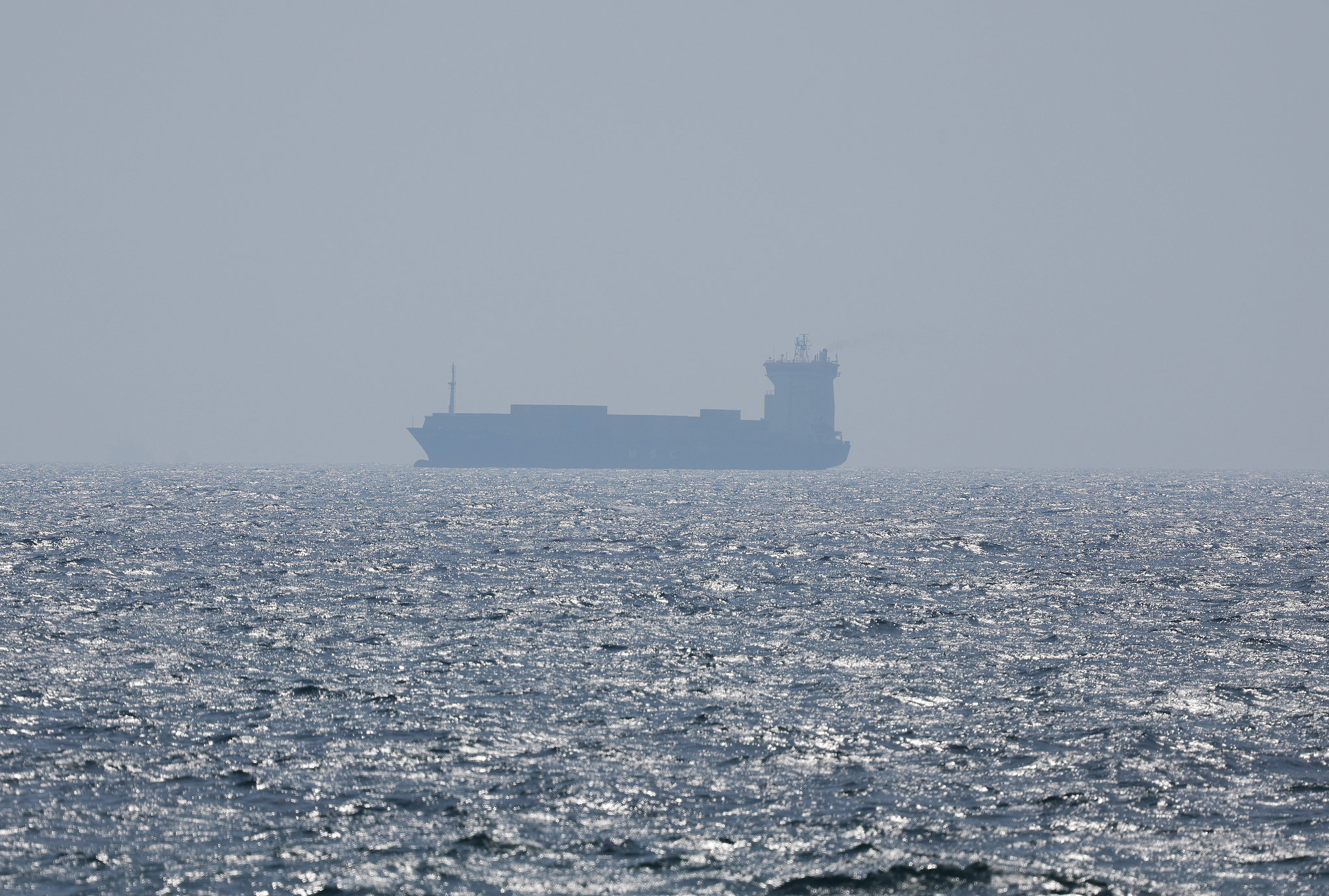 A container ship sails on the Strait of Hormuz, as seen from Ras Al Khaimah, United Arab Emirates, 23 June 2025. / VCG