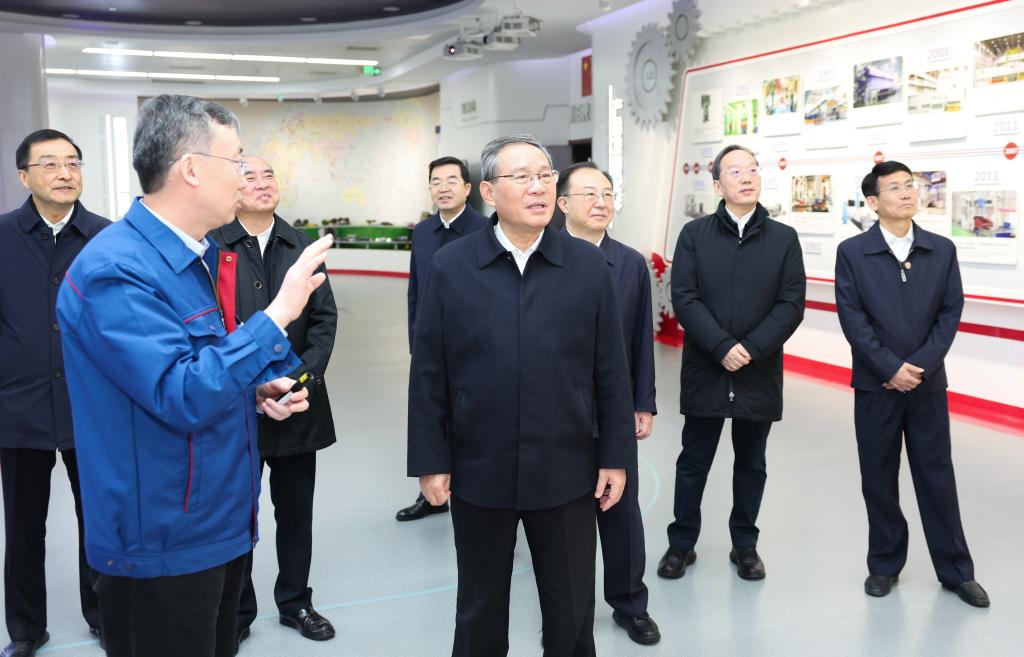 Chinese Premier Li Qiang, also a member of the Standing Committee of the Political Bureau of the Communist Party of China (CPC) Central Committee, visits the Jier Machine-Tool Group Co., Ltd., in east China's Shandong Province, February 2, 2026. /Xinhua