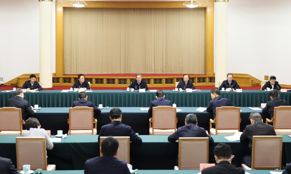 Chinese Premier Li Qiang, also a member of the Standing Committee of the Political Bureau of the Communist Party of China (CPC) Central Committee, chairs a symposium to solicit opinions and suggestions on the draft government work report and the draft outline of the 15th Five-Year Plan for Economic and Social Development, as well as on the work of the government, in east China's Shandong Province, February 2, 2026. /Xinhua