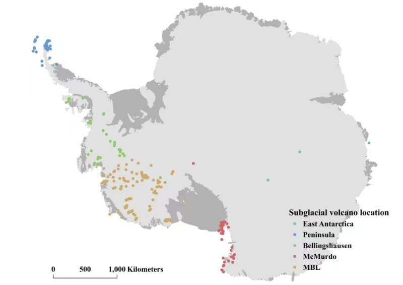 Subglacial volcano locations in Antarctica. /CMG
