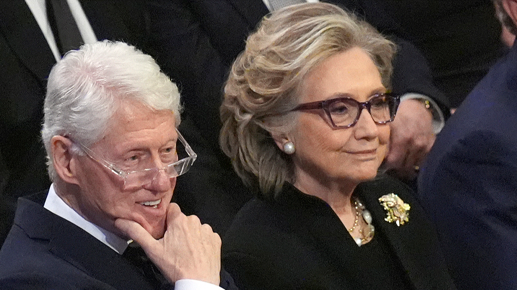 The Clintons at the state funeral for former President Jimmy Carter in Washington, DC, U.S., January 9, 2025. /VCG