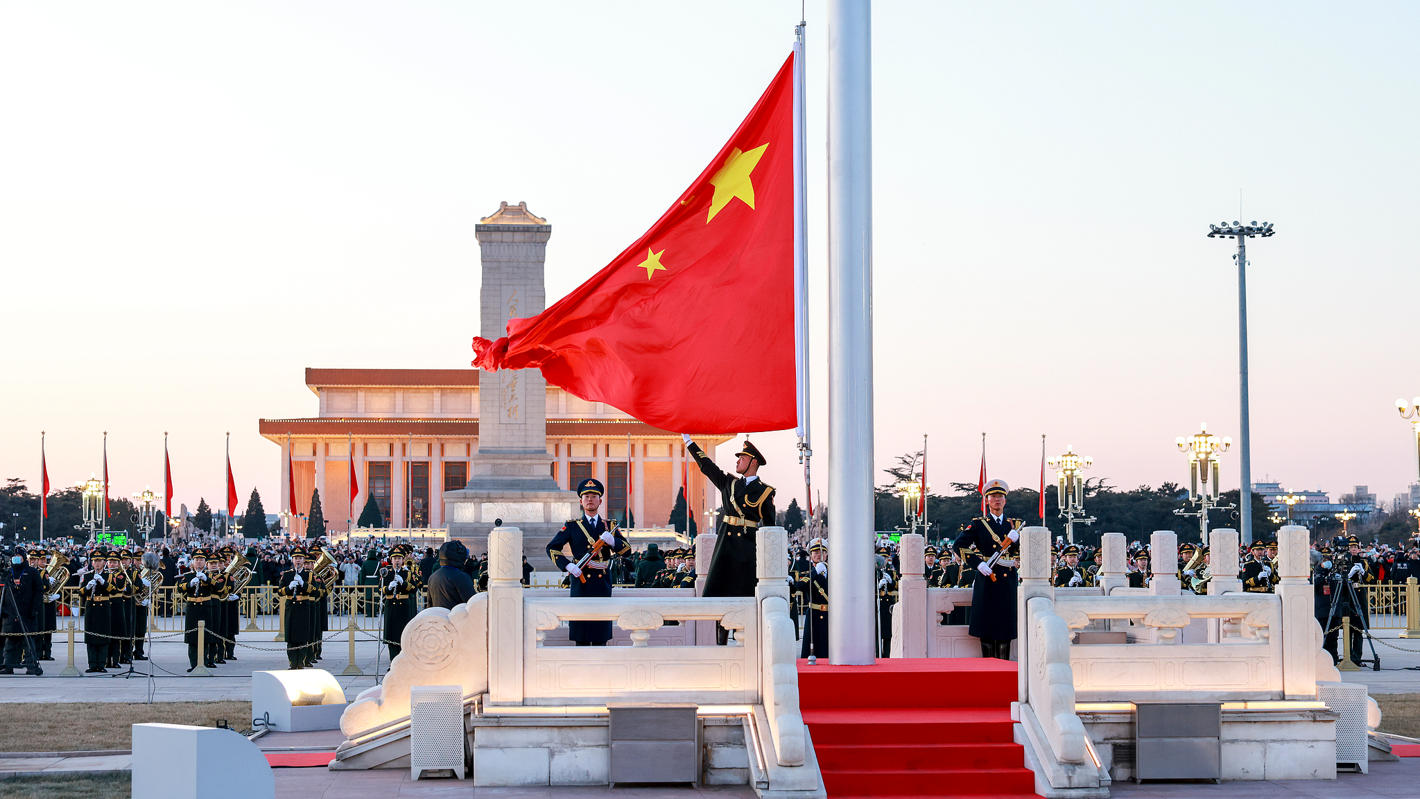 The first flag-raising ceremony of 2026 at Tiananmen Square in Beijing, China, January 1, 2026. /CFP