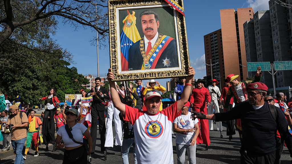 Picture of a demonstration demanding the release of President Nicolas Maduro and his wife Cilia Flores in Caracas, Venezuela, February 3, 2026. /VCG