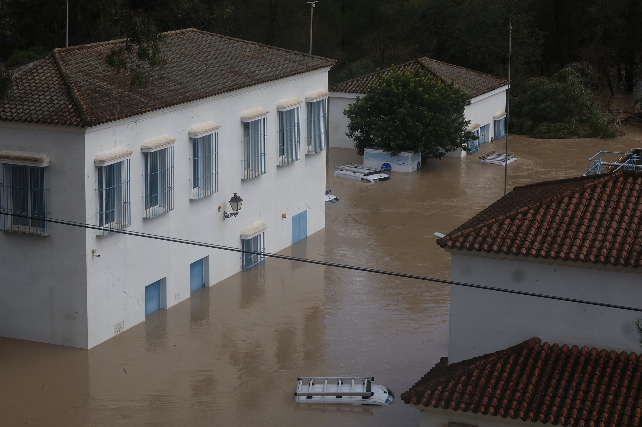 Areas flooded in the nearby town of Arcos de la Frontera, Cadiz, Spain, February 5, 2026. /VCG