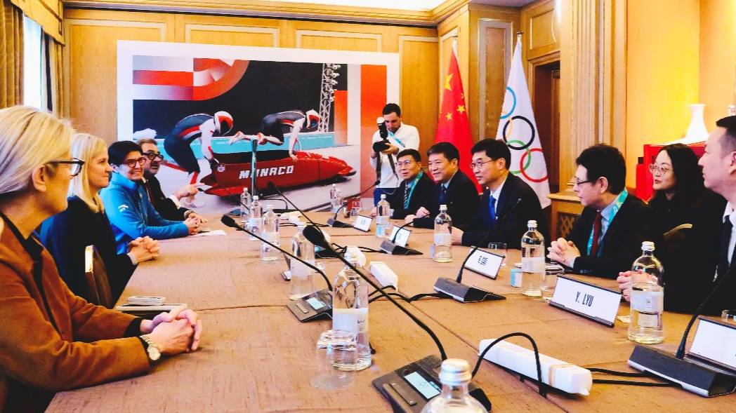 IOC President Kirsty Coventry meets with CMG Vice President Qi Zhuquan to discuss Winter Olympics broadcasting and future cooperation in Milan, Italy, February 6, 2026. /Weibo
