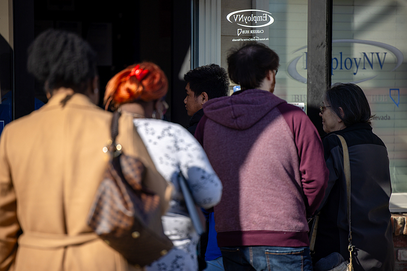 Job seekers wait in line at a Tesla Gigafactory hiring event in Sparks, Nevada, U.S., January 22, 2026. /CFP