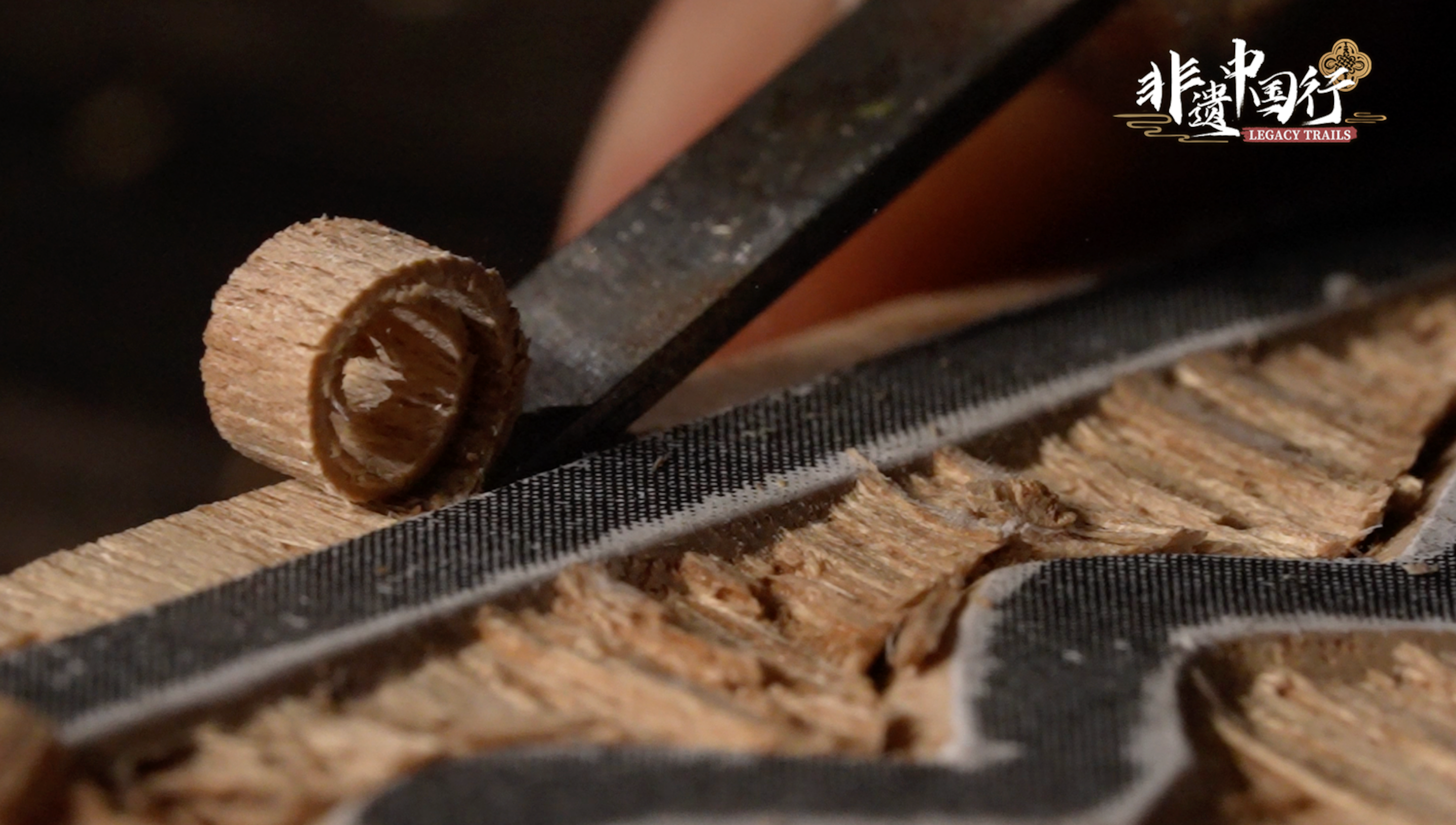 A close-up of Zhang Renhua's chisel. /CGTN