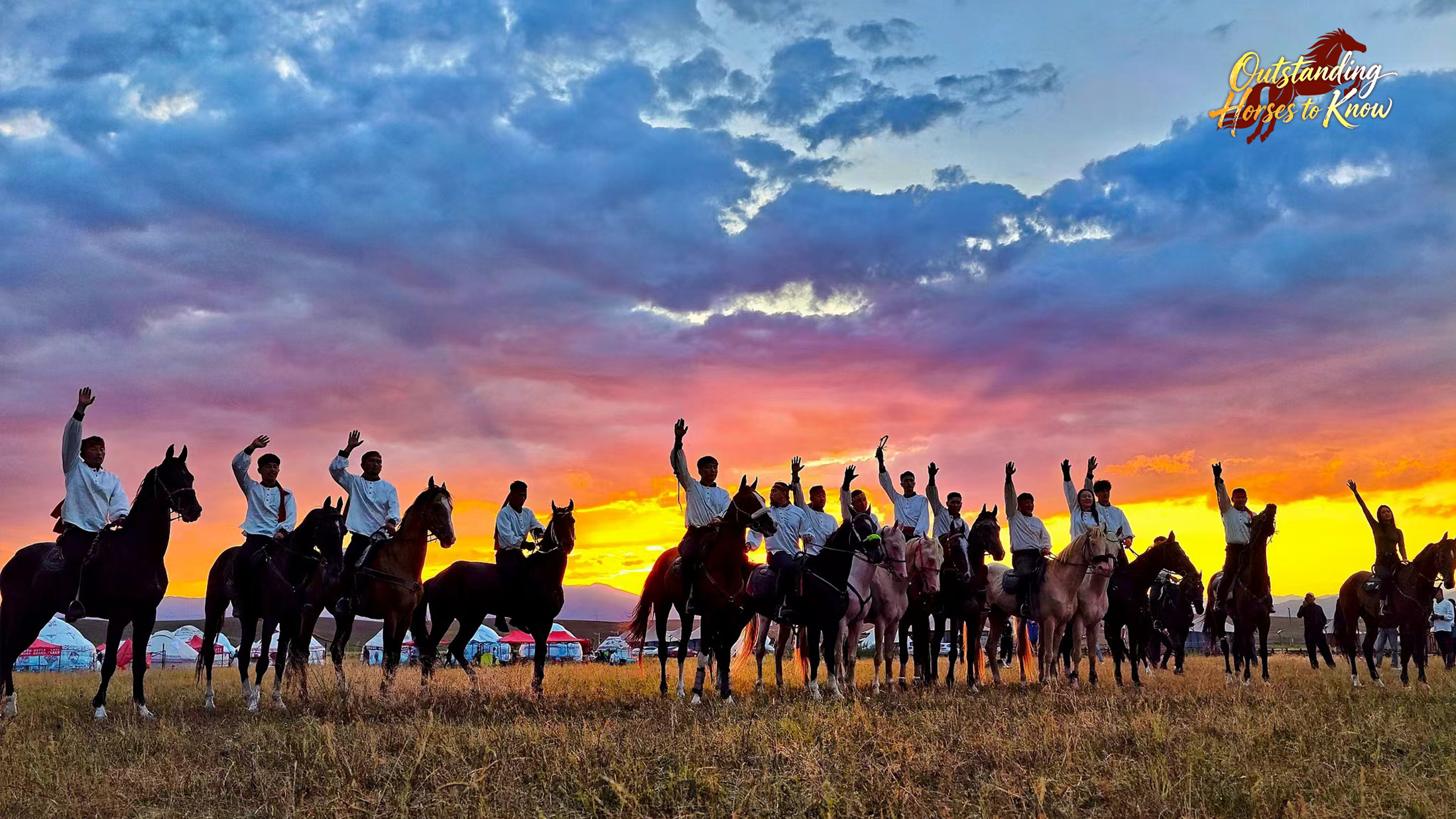 Dozens of riders wave hands on the grassland in Zhaosu County of northwest China's Xinjiang Uygur Autonomous Region, July 17, 2025. /VCG