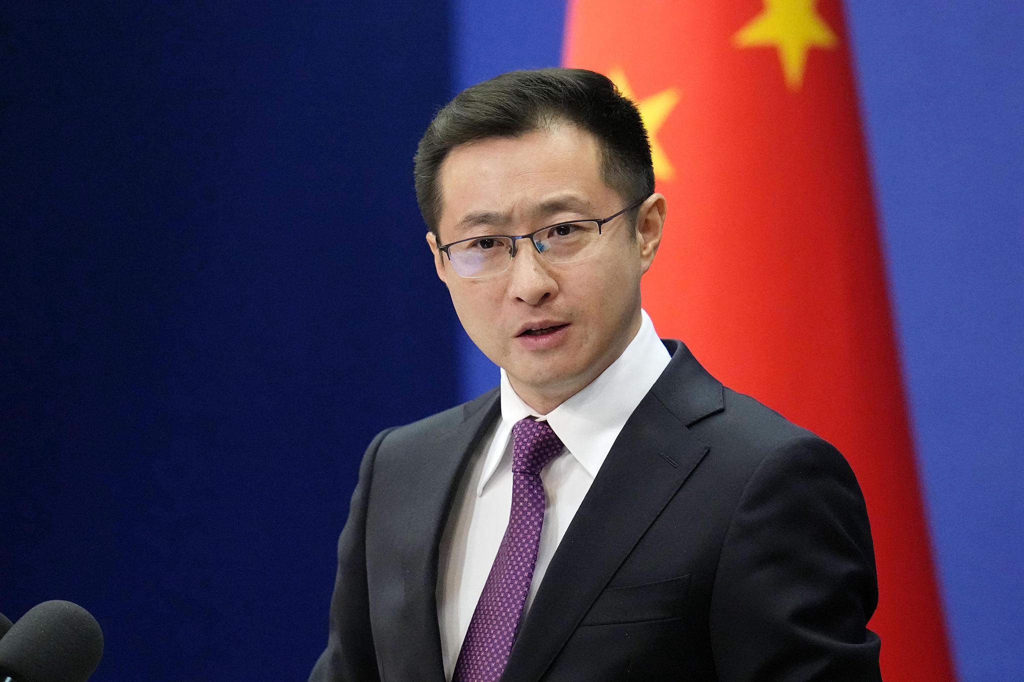Chinese Foreign Ministry spokesperson Lin Jian holds a press conference in Beijing on Feb. 9, 2026. /VCG
