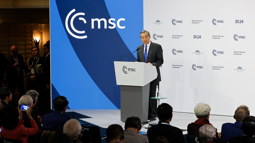 Wang Yi speaks addresses the Munich Security Conference in Munich, Germany, February 14, 2025. /VCG