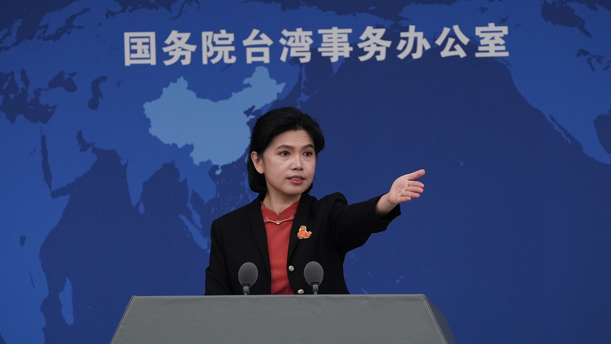 Zhu Fenglian, a spokesperson for the State Council Taiwan Affairs Office, at a press conference in Beijing, February 11, 2026. /VCG