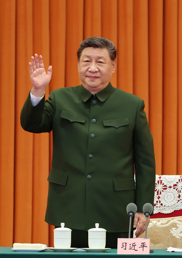 Chinese President Xi Jinping, also general secretary of the CPC Central Committee and chairman of the CMC, waves to service personnel via video link in Beijing, China, February 10, 2026. /Xinhua