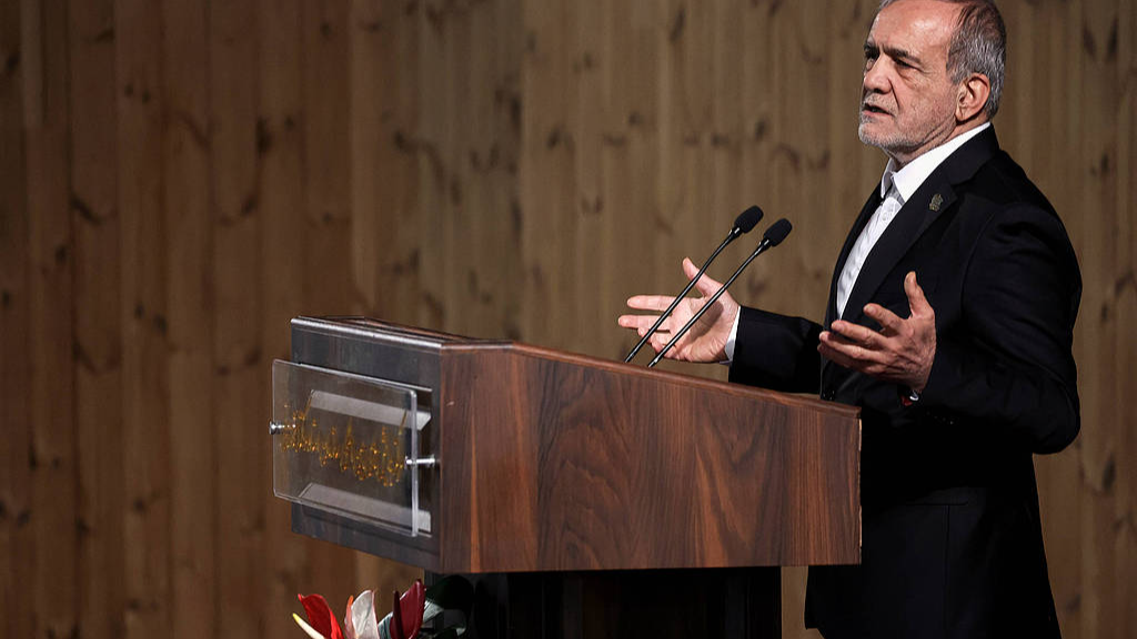 Iranian President Masoud Pezeshkian speaks at a meeting in Tehran, Iran, February 9, 2026. /VCG