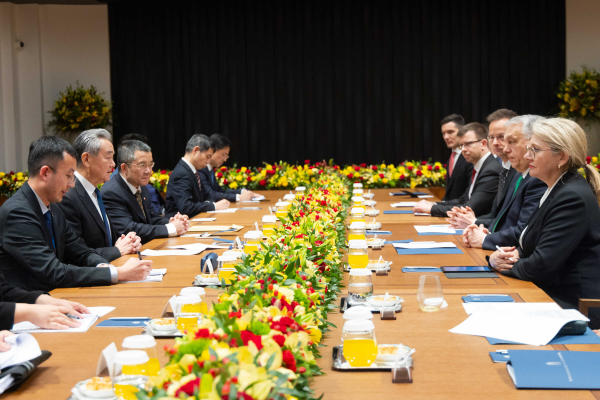 Wang Yi holds talks with Viktor Orban in Budapest, Hungary, February 11, 2026. 