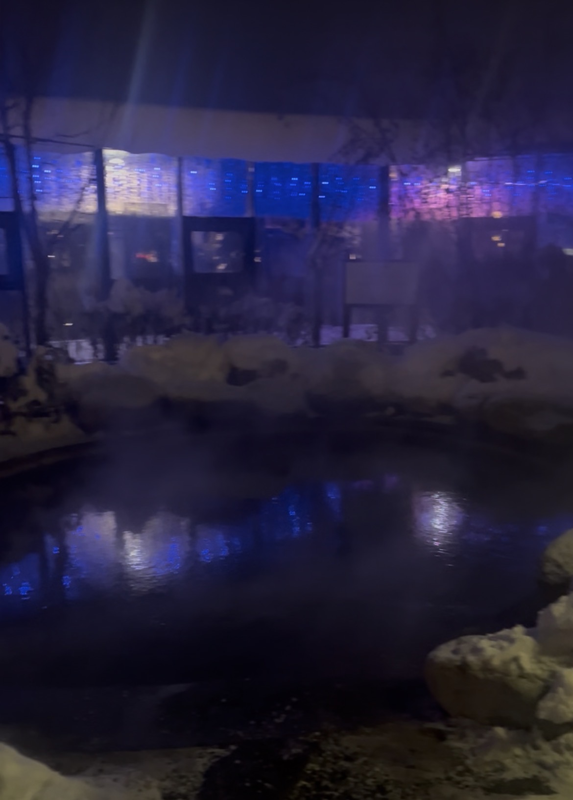 A hot spring is seen amid the snow at the Beitang Hot Spring Resort in Shenyang, Liaoning Province, on February 6, 2025. /CGTN

