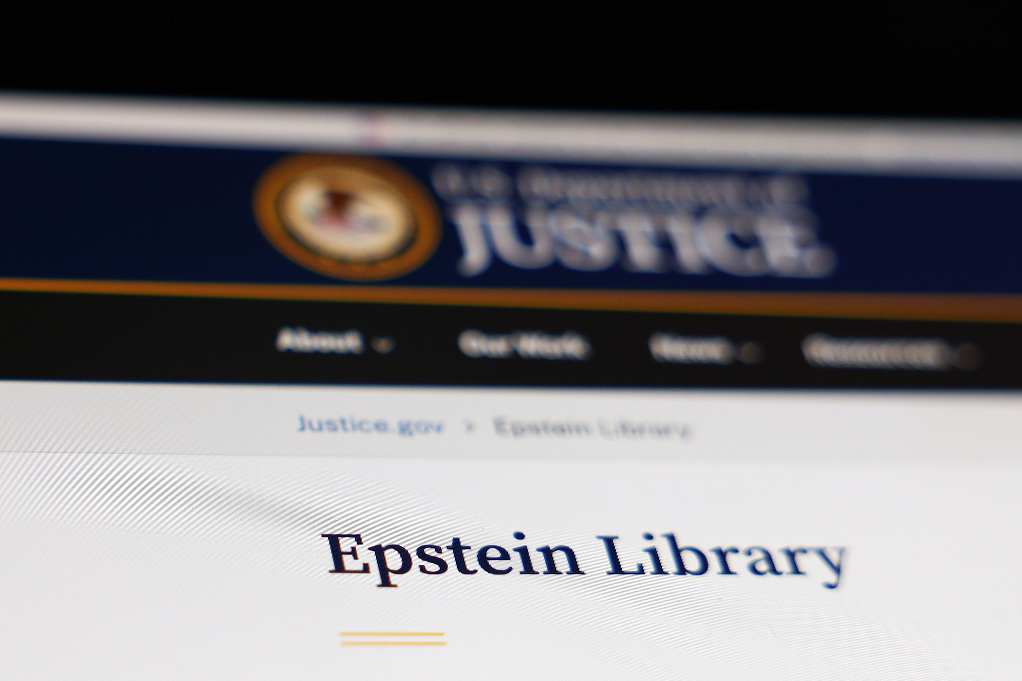 The Epstein Library page on the U.S. Department of Justice website is displayed on a laptop screen, February 4, 2026. /CFP
