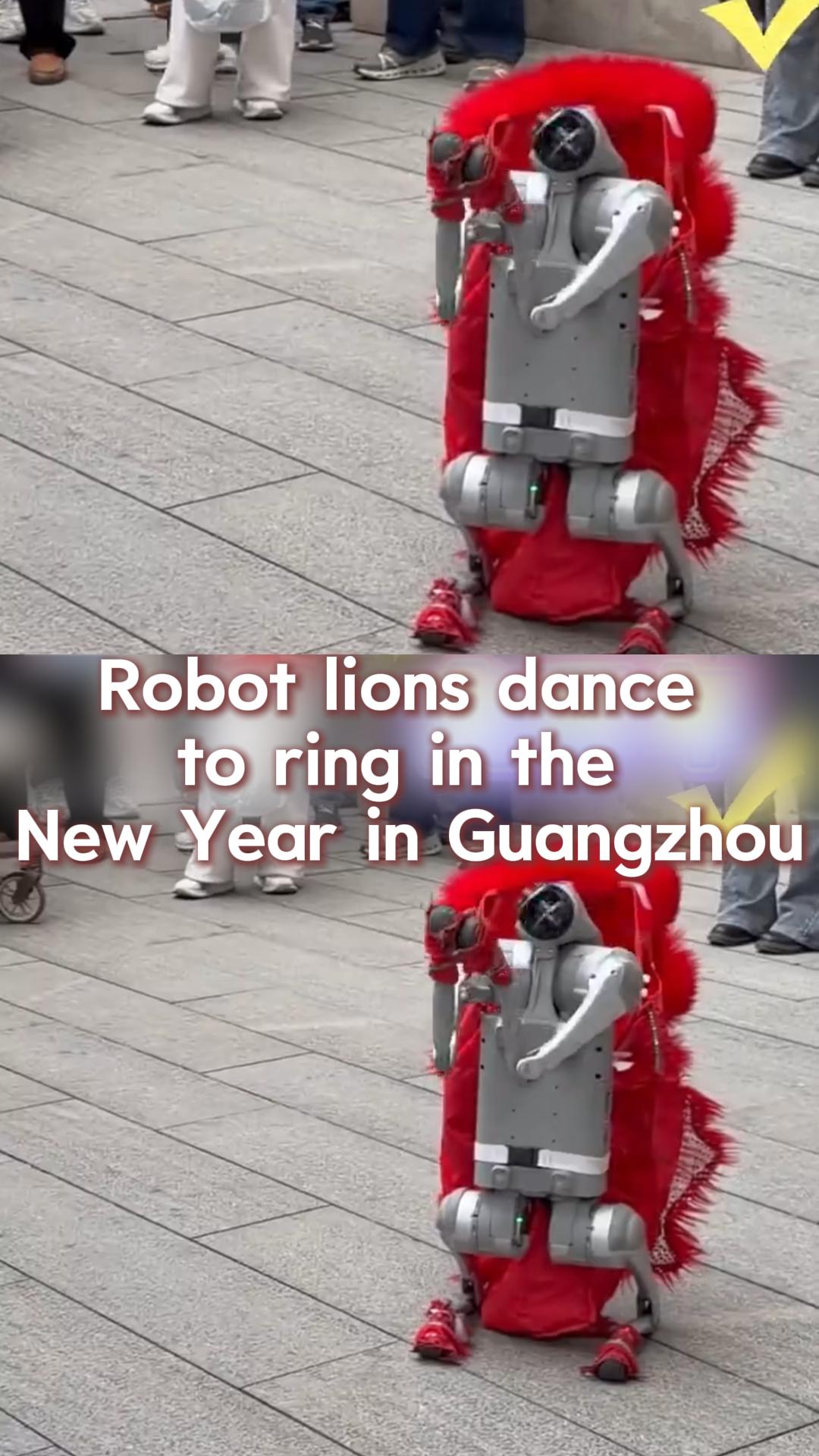 Robot lions dance to ring in the New Year in Guangzhou