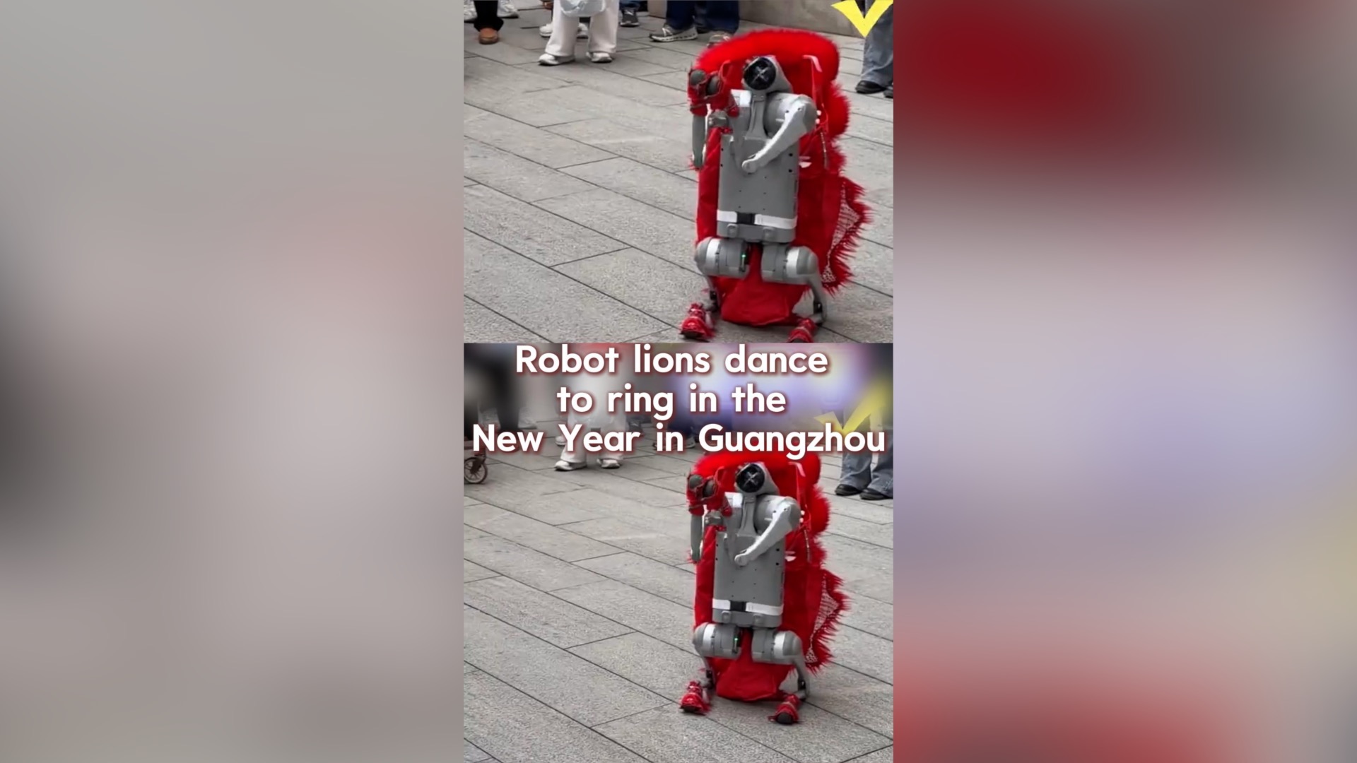 Robot lions dance to ring in the New Year in Guangzhou