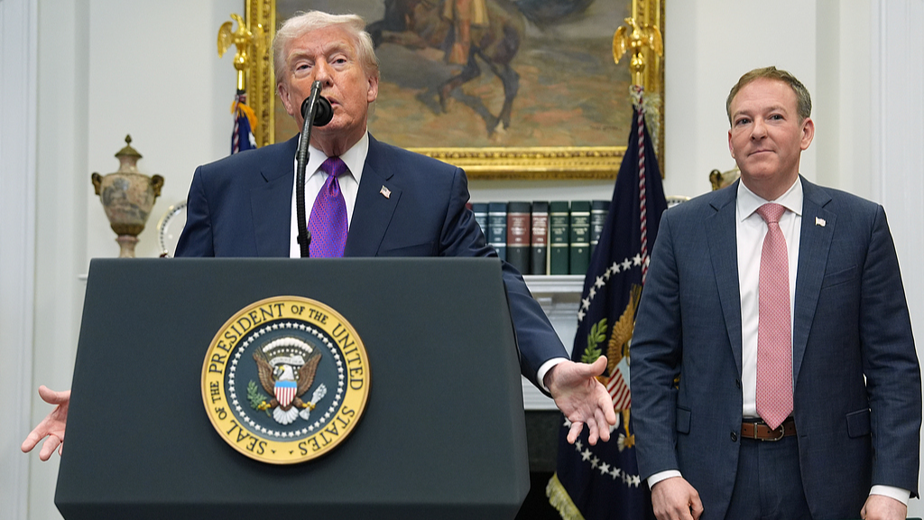 U.S. President Donald Trump (L) speaks during an event with EPA director Lee Zeldin to announce the EPA will no longer regulate greenhouse gases, in the Roosevelt Room of the White House, Washington, D.C., U.S., February 12, 2026. /VCG