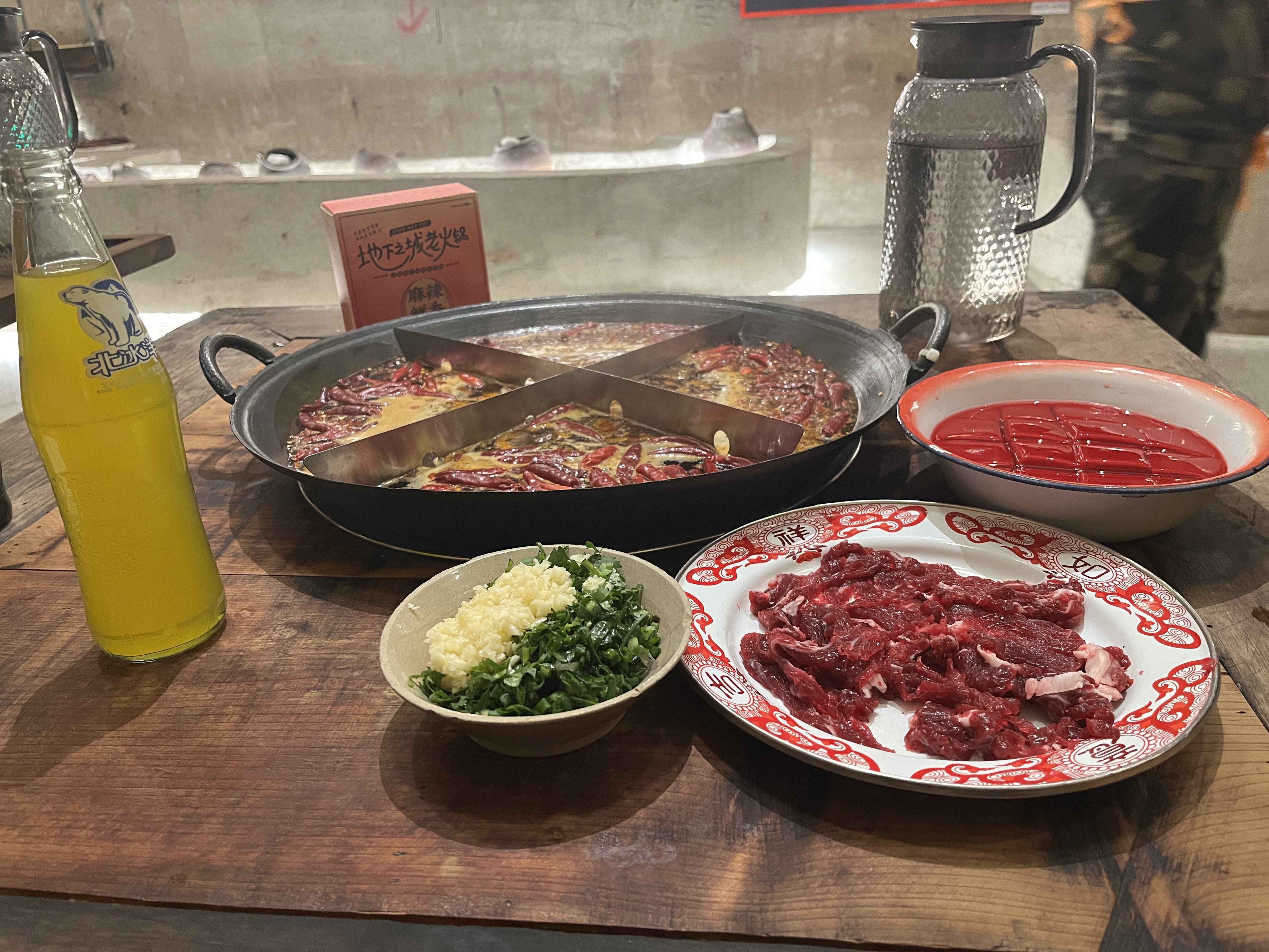 Mala hot pot is served in a cave in Chongqing, southwest China. /CGTN