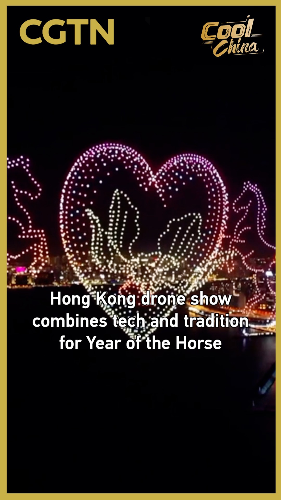 Hong Kong drone show lights up Year of the Horse