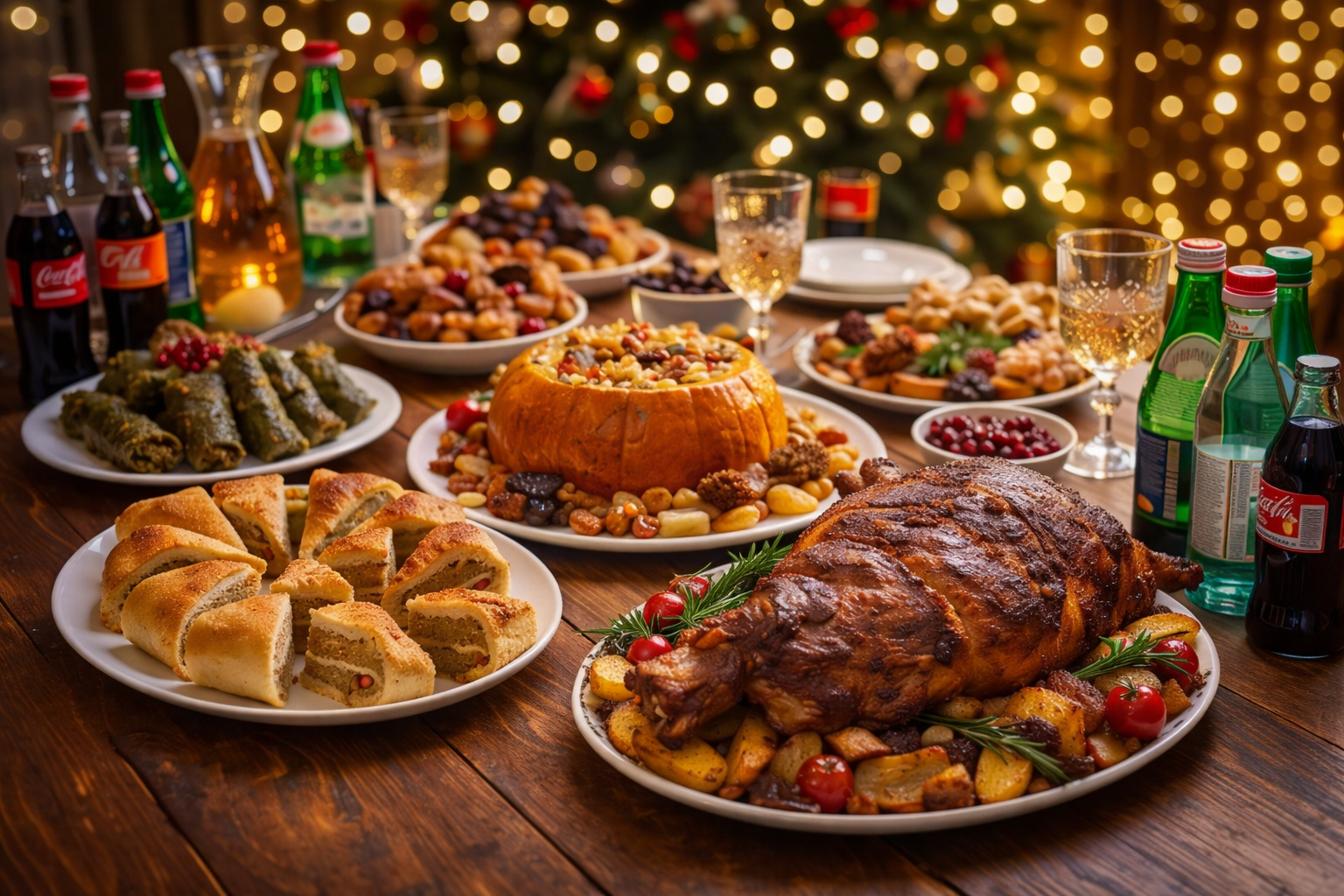 An AI-generated image of an Armenian New Year's Eve table with traditional delicacies. /ChatGPT