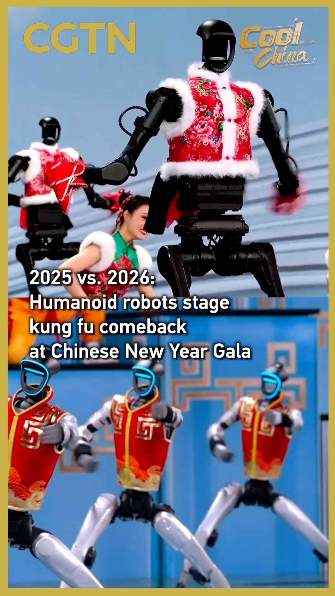 2025 vs. 2026: Humanoid robots stage kung fu at Chinese New Year Gala